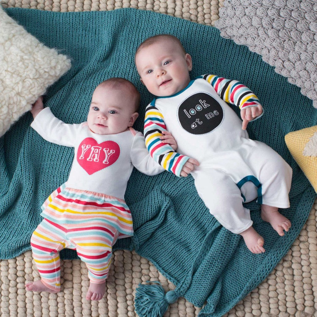 Skip Hop Baby Says Long Sleeve Romper, Look at Me - Stripes (3 Months)