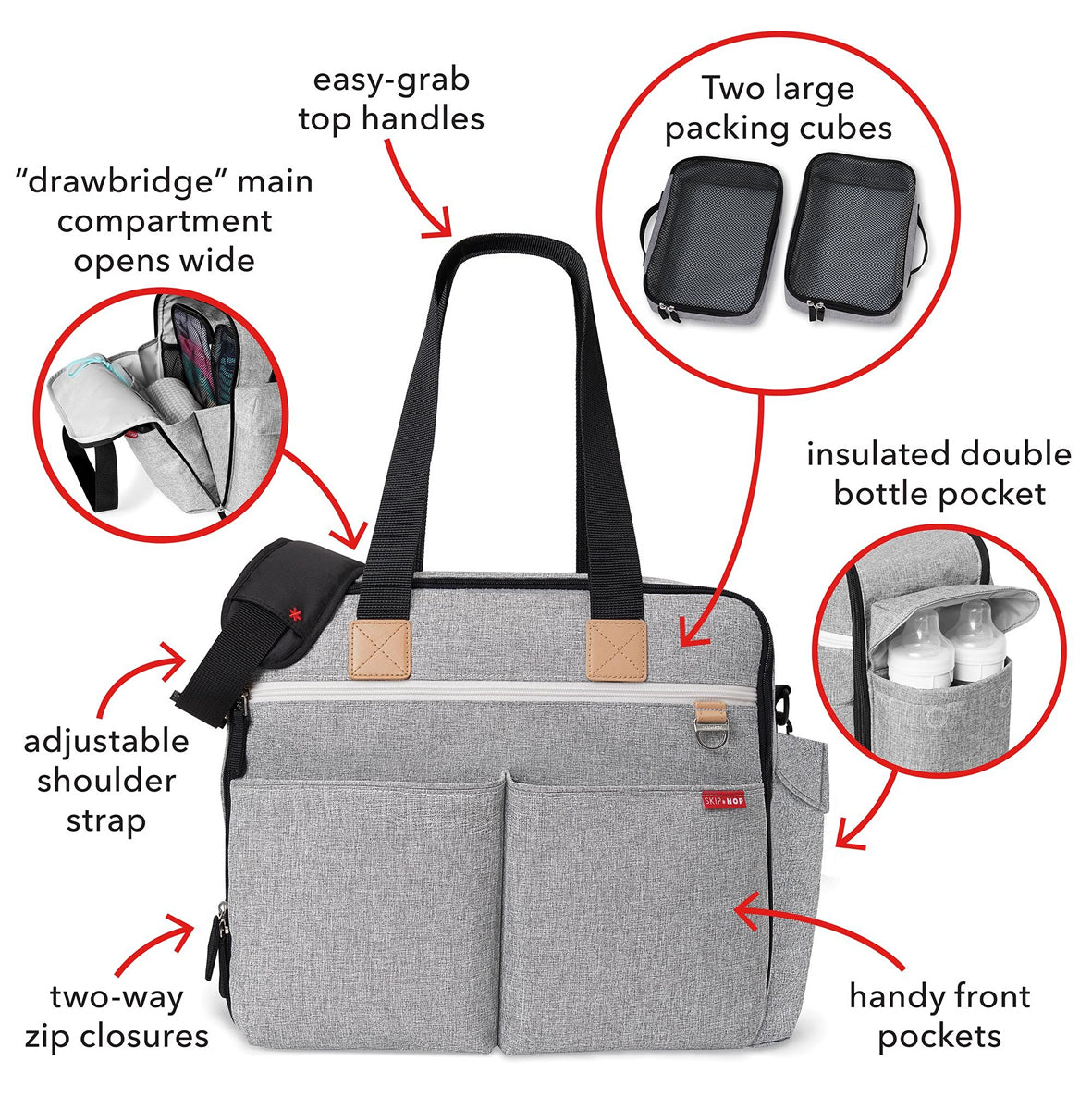 Skip Hop Duo Weekender Diaper Bag - Grey Melange