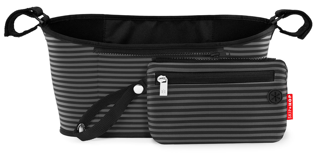 Skip Hop Grab & Go Stroller Organizer - Black/Grey Stripes