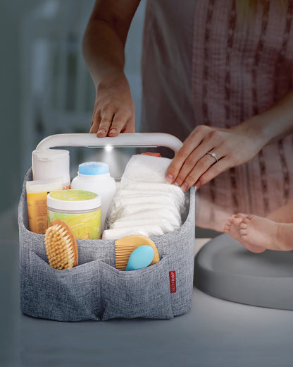 Skip Hop Nursery Style Light-Up Diaper Caddy - Grey