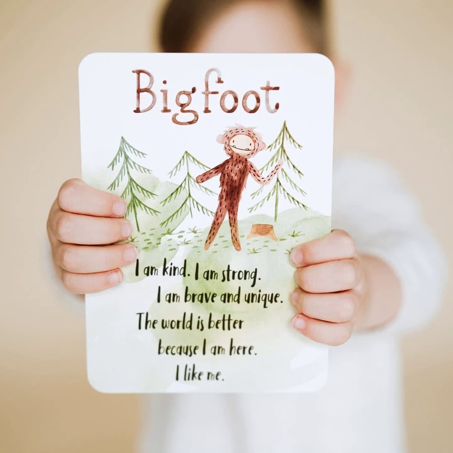 Slumberkins Berry Bigfoot Kin hot with book and affirmation card