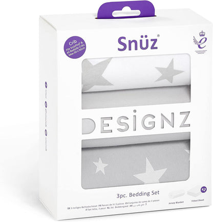 Snuz 3 Piece SnuzPod Crib Bedding Set - Grey Star