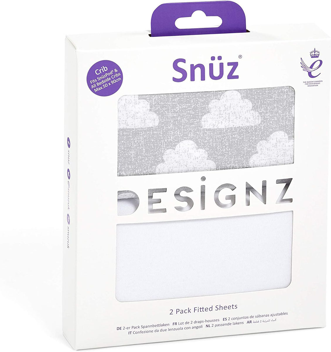 Snuz SnuzPod Crib Fitted Sheets, 2 Pack - Cloud