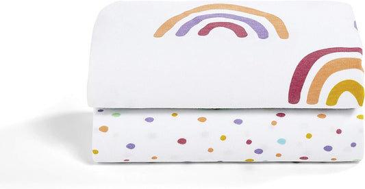 Snuz SnuzPod Crib Fitted Sheets, 2 Pack - Multi Rainbow