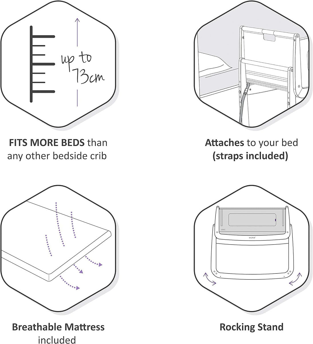 Snuz SnuzPod4 Bedside Crib - Dove Grey