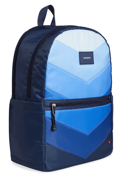 State Bags Kane Kids Large Backpack - Blue Chevron Puffer