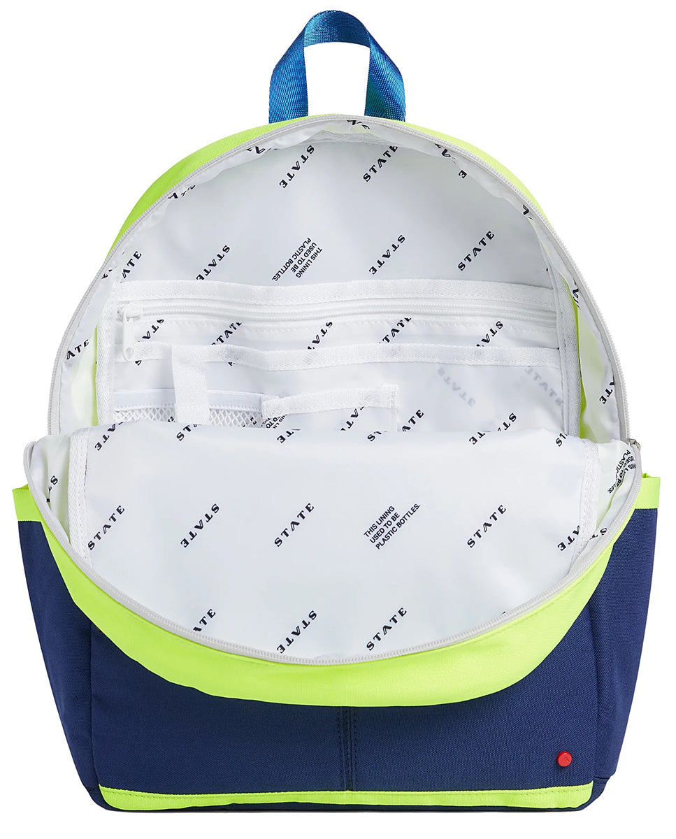 State Bags Kane Kids Travel Backpack - Navy/Neon