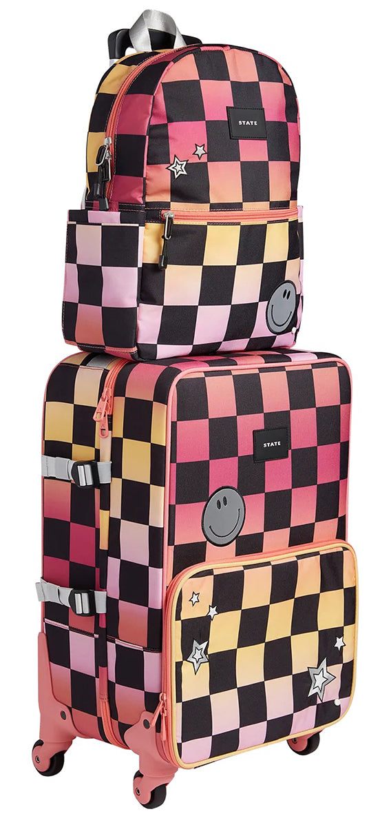 State Bags Kane Kids Travel Backpack - Pink Checkerboard