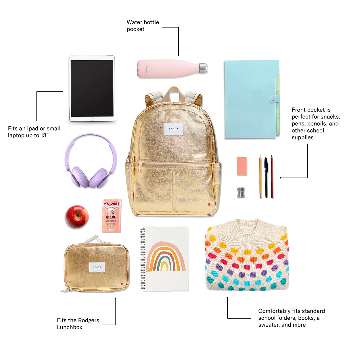 State Bags Kane Kids Travel Backpack - Rainbow