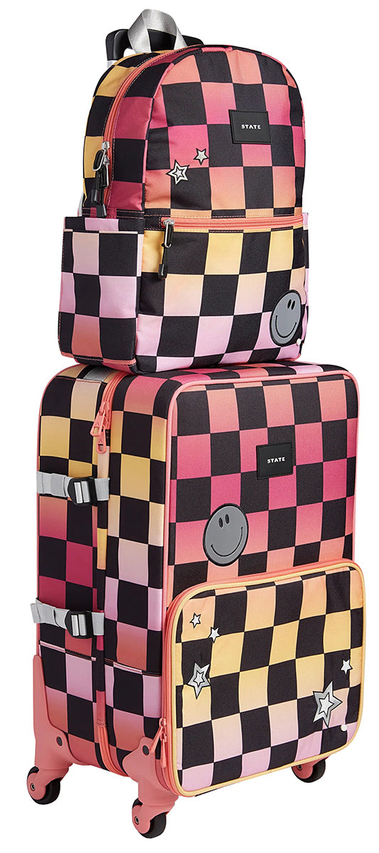 State Bags Logan Suitcase - Pink Checkerboard