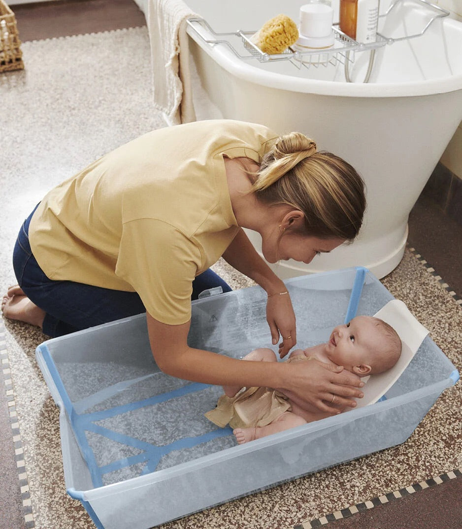 Stokke Flexi Bath X-Large Heat Sensitive Tub + Newborn Support - Ocean Blue