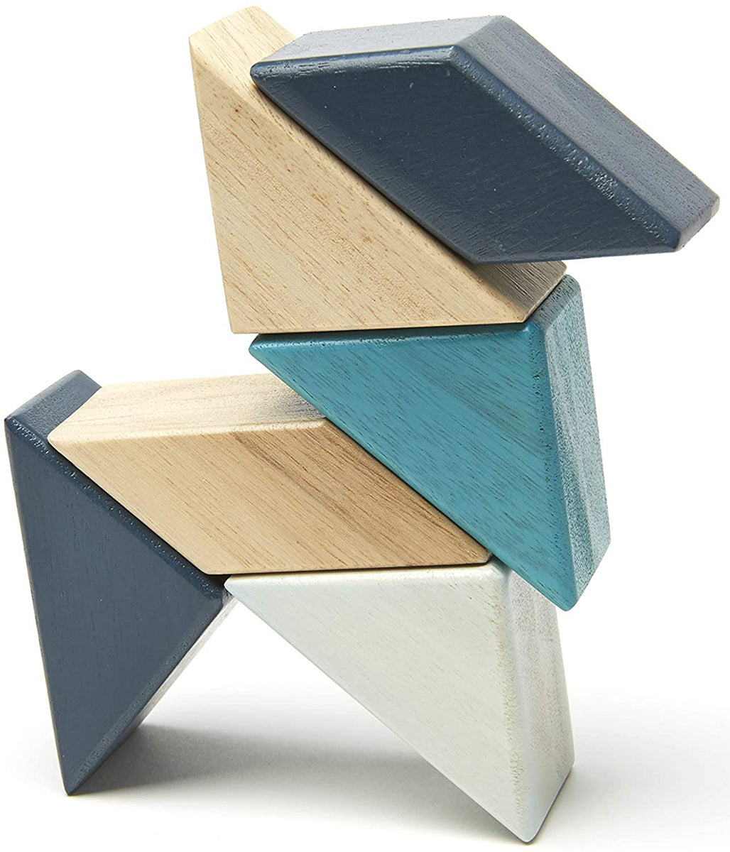 Tegu Pocket Pouch Prism 6 Piece Magnetic Blocks - Blues