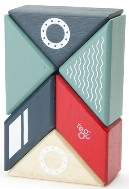 Tegu Travel Pals 6 Piece Magnetic Blocks - Tugboat