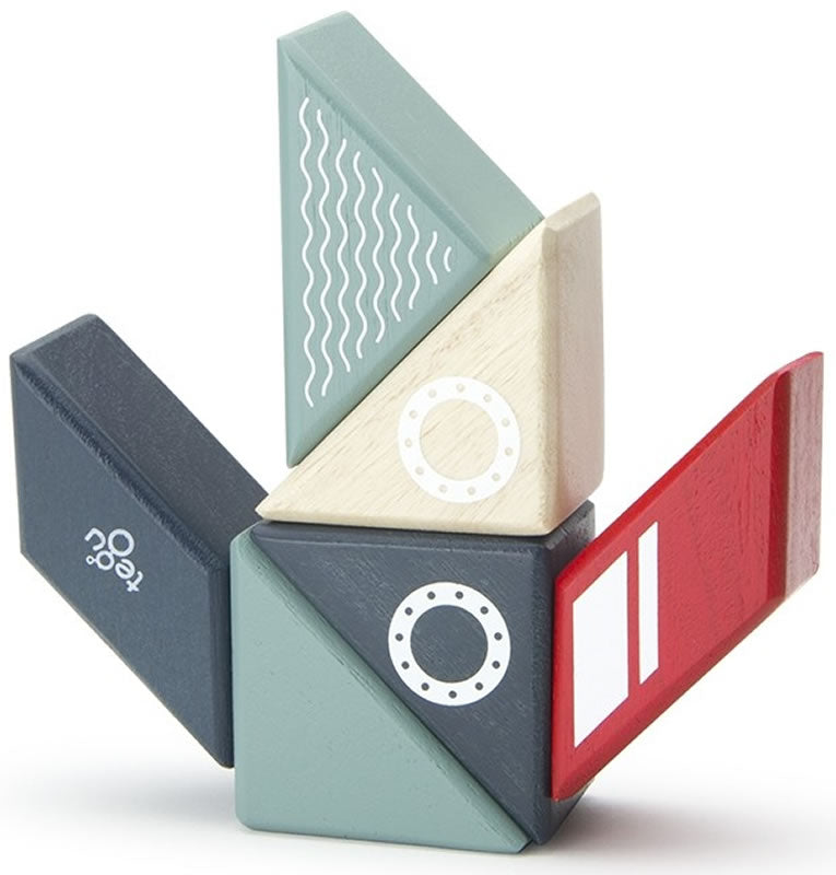 Tegu Travel Pals 6 Piece Magnetic Blocks - Tugboat