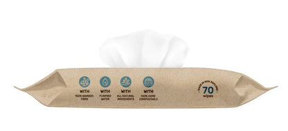 TERRA Bamboo Baby Wipes - Pure New Zealand Water (70 Pack)