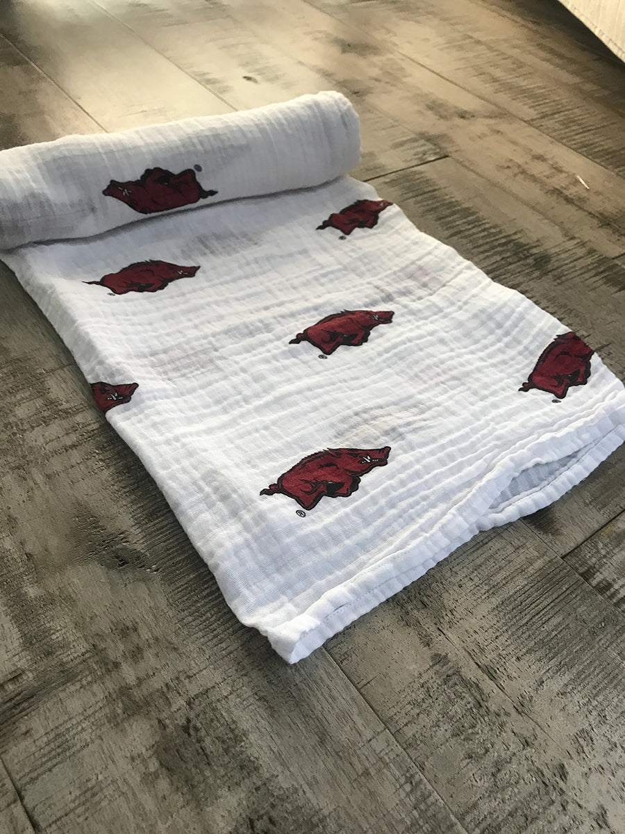 Three Little Anchors College Swaddle Blanket - Arkansas Razorbacks