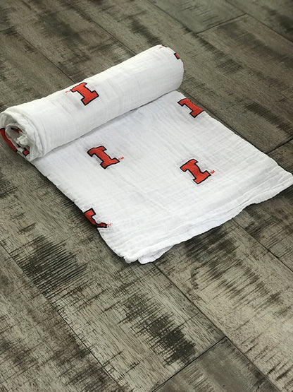 Three Little Anchors College Swaddle Blanket - Illinois Fighting Illini