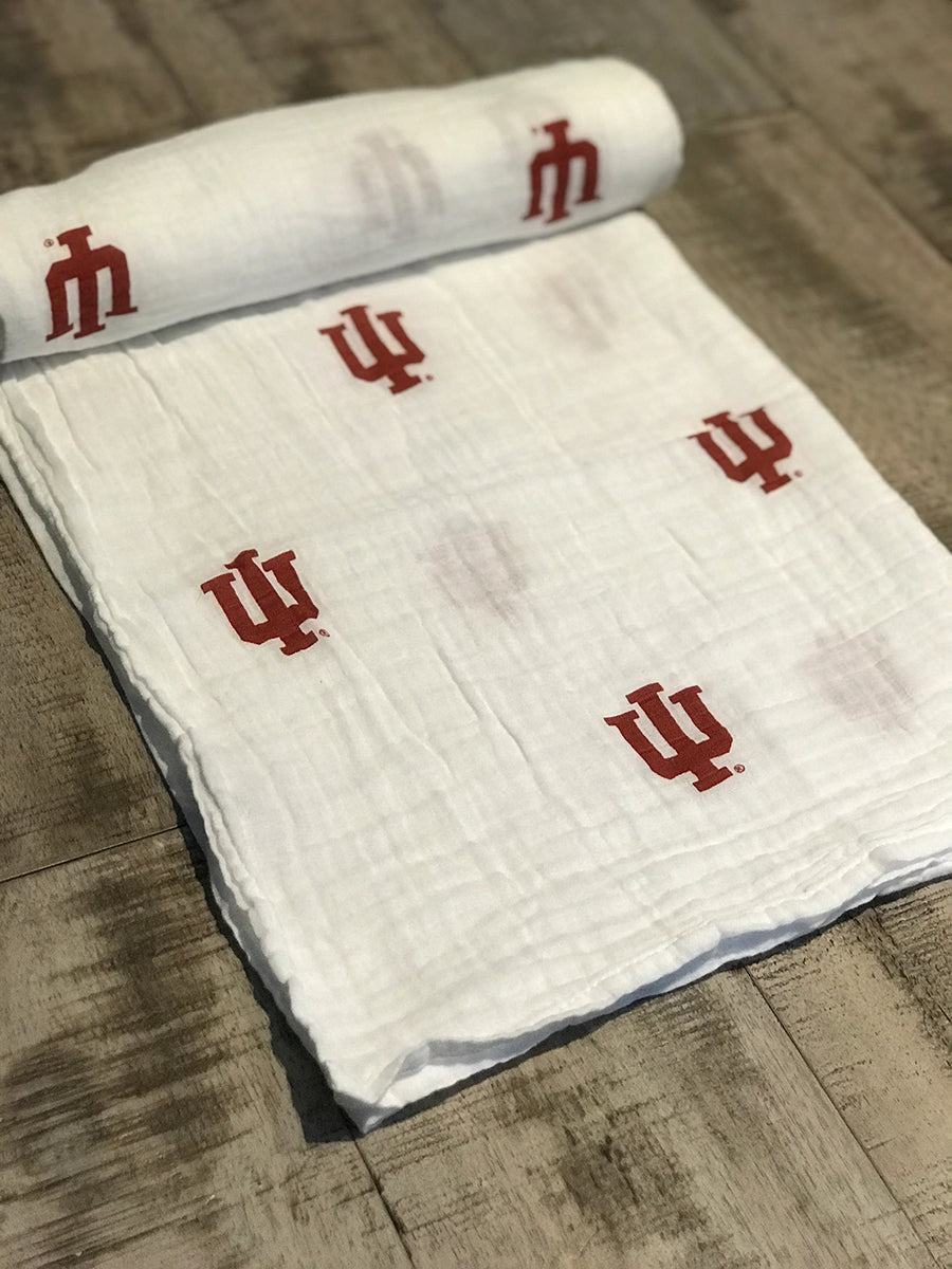 Three Little Anchors College Swaddle Blanket - Indiana Hoosiers