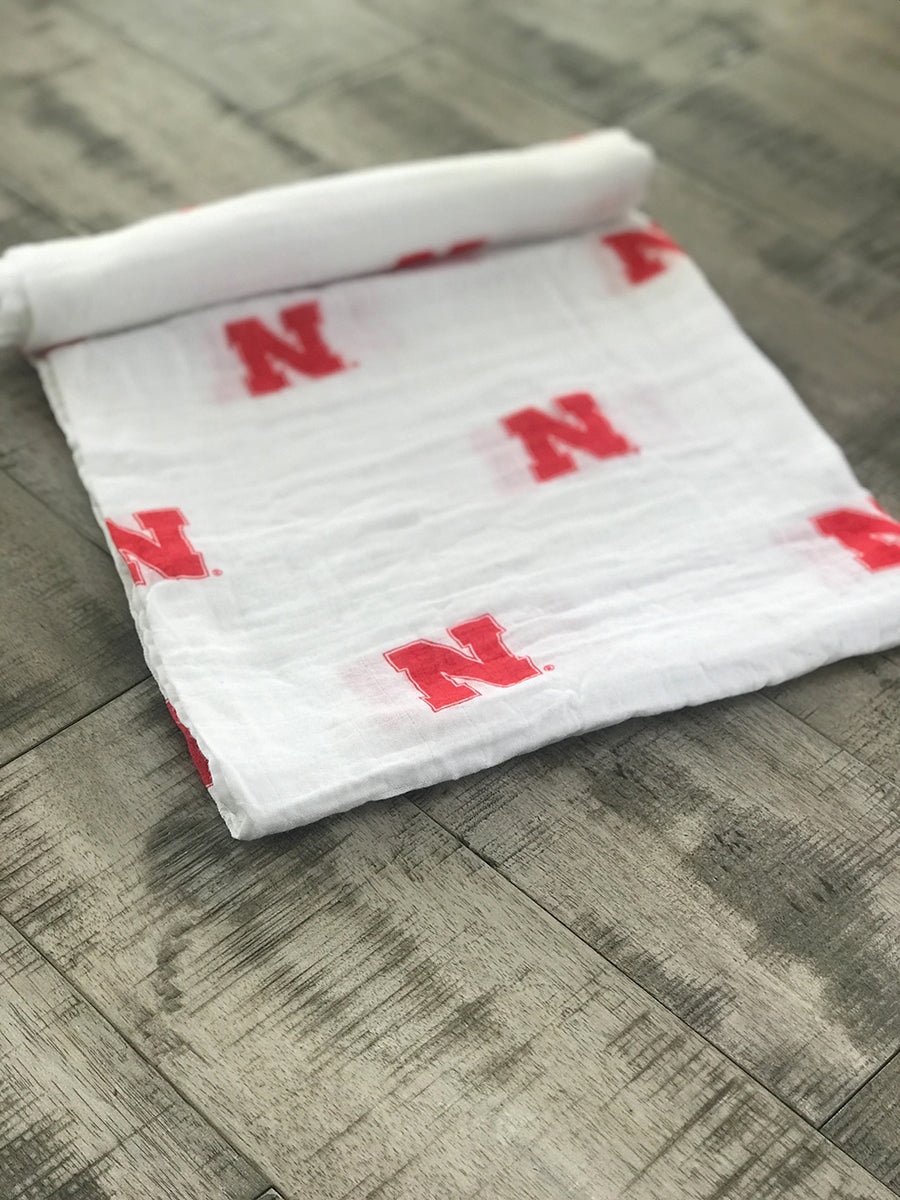 Three Little Anchors College Swaddle Blanket - Nebraska Cornhuskers