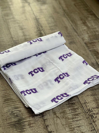 Three Little Anchors College Swaddle Blanket - Texas Christian University Horned Frogs