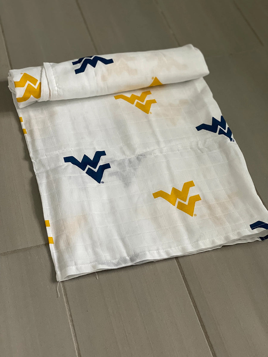 Three Little Anchors College Swaddle Blanket - West Virginia Mountaineers