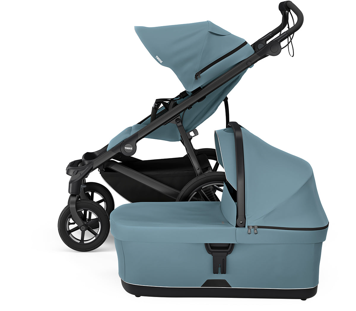 Thule Urban Glide 4-Wheel All-Terrain Stroller + Bassinet Bundle - Mid-Blue