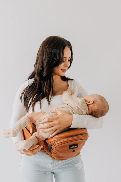 Tushbaby Hip Seat Carrier, Pebbled Vegan Leather - Cognac