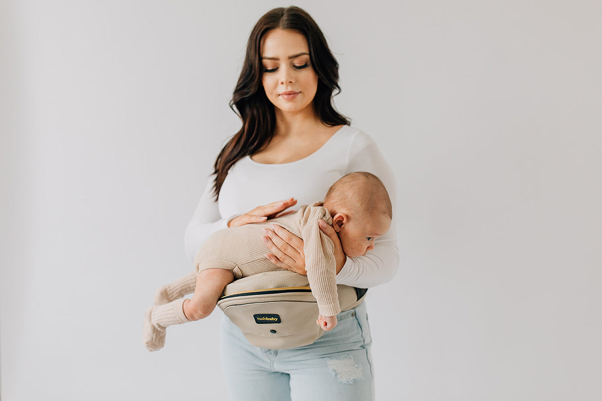 Tushbaby Hip Seat Carrier, Pebbled Vegan Leather - Cream