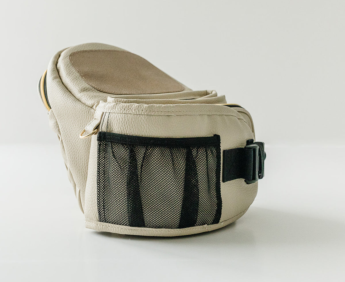 Tushbaby Hip Seat Carrier, Pebbled Vegan Leather - Cream