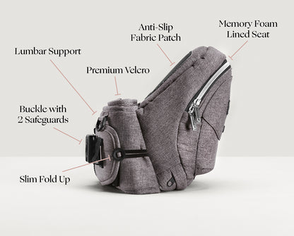 Tushbaby Travel Lite Hip Seat Carrier - Charcoal