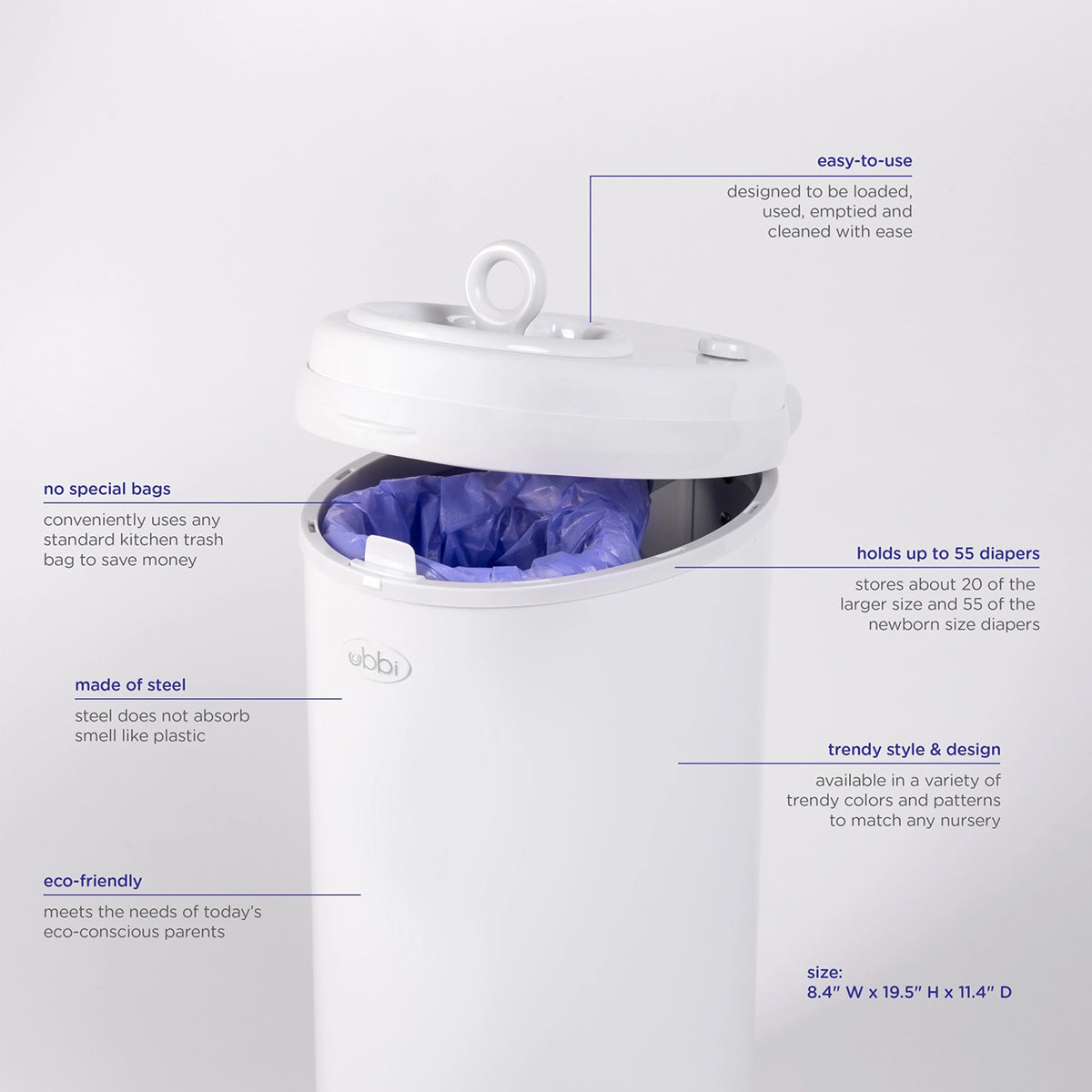 Ubbi Diaper Pail - Ivory