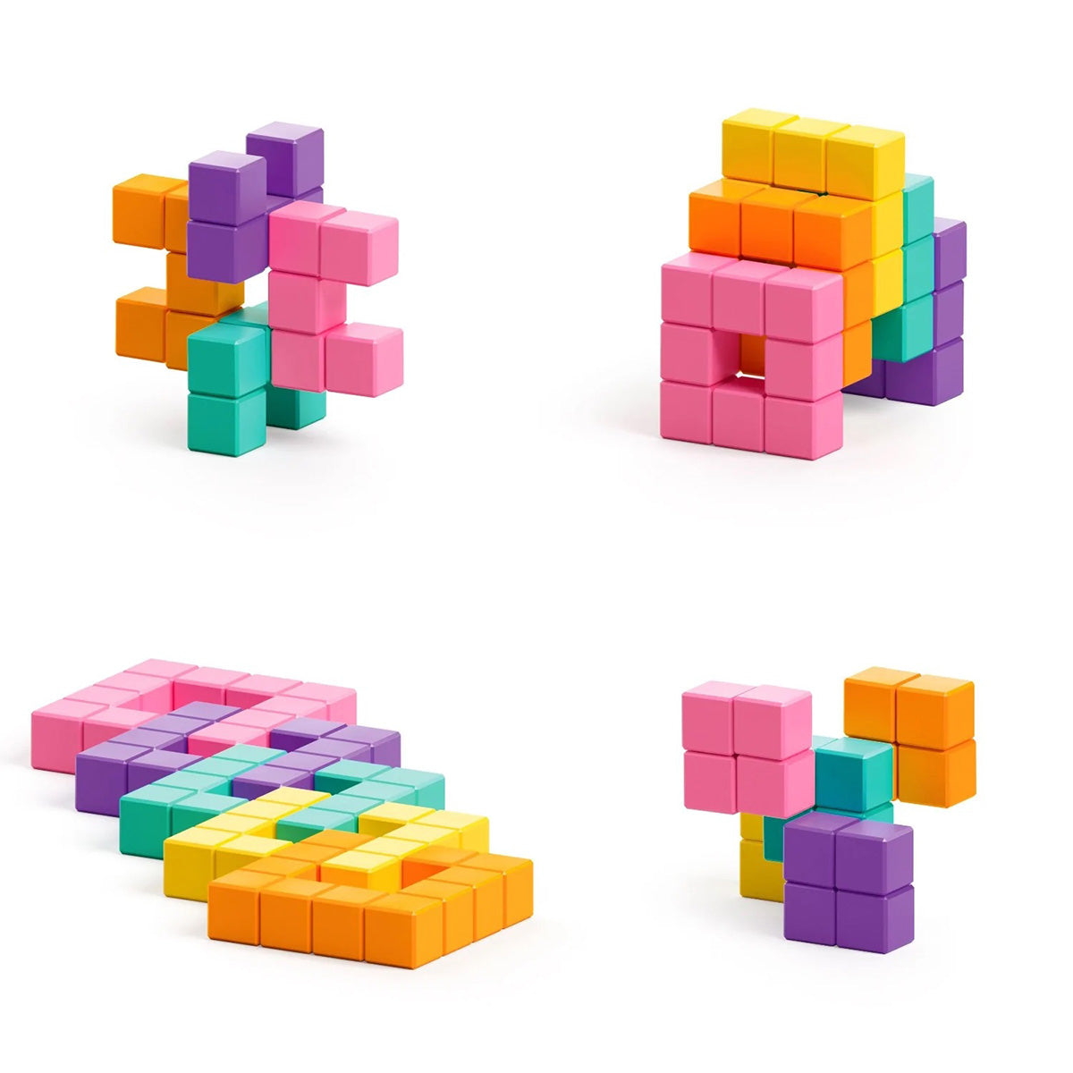 Ukidz PIXIO Abstract Series NEON - 60 Magnetic Blocks in 5 Colors