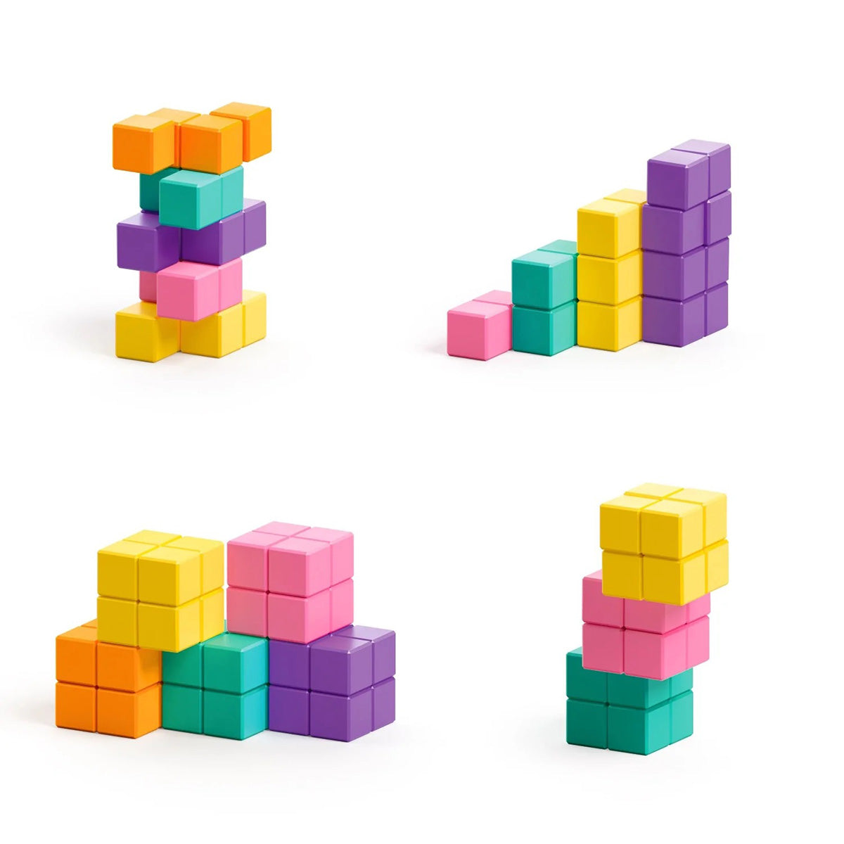 Ukidz PIXIO Abstract Series NEON - 60 Magnetic Blocks in 5 Colors