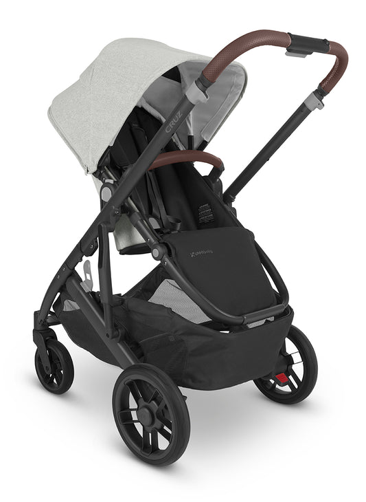 UPPAbaby CRUZ V2 Stroller - Anthony (White and Grey Chenille / Carbon / Chestnut Leather)