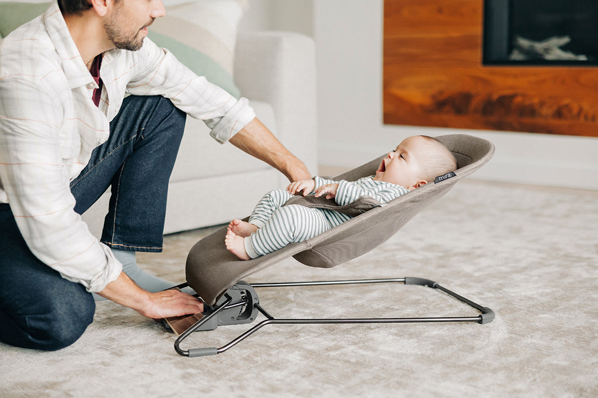 UPPAbaby Mira 2-in-1 Bouncer and Seat - Stella (Grey Melange / Silver Frame / Maple Wood)