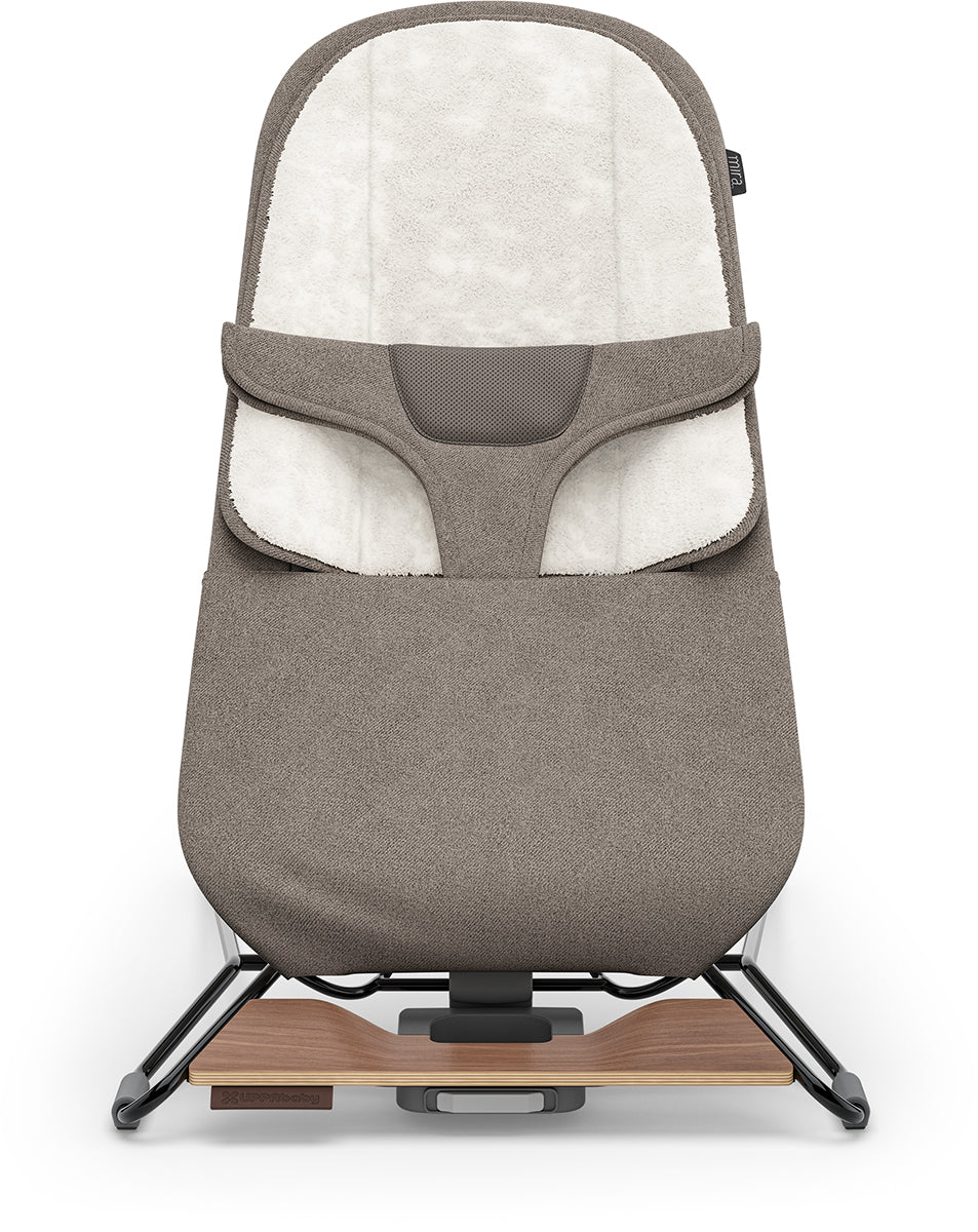 UPPAbaby Mira 2-in-1 Bouncer and Seat - Wells (Dark Taupe Melange / Black Frame / Walnut Wood)