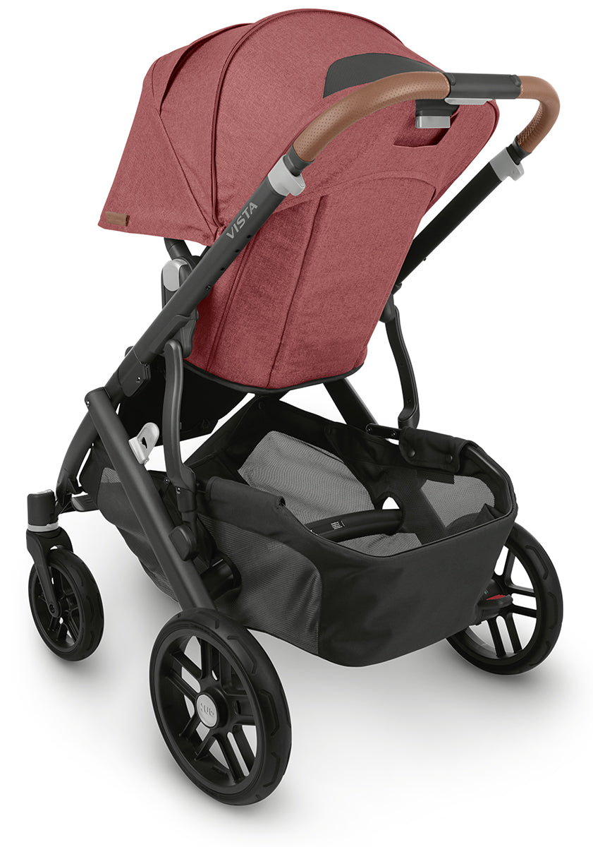 UPPAbaby Vista V2 Single-to-Double Stroller - Lucy (Rosewood Melange / Carbon / Saddle Leather)