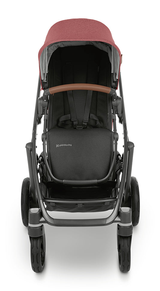 UPPAbaby Vista V2 Single-to-Double Stroller - Lucy (Rosewood Melange / Carbon / Saddle Leather)