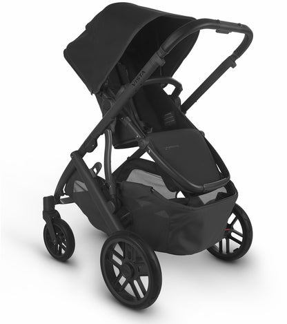 UPPAbaby Vista V2 Single-to-Double Stroller + PiggyBack Ride-Along Bundle - Greyson (Charcoal Melange/Carbon/Saddle Leather)