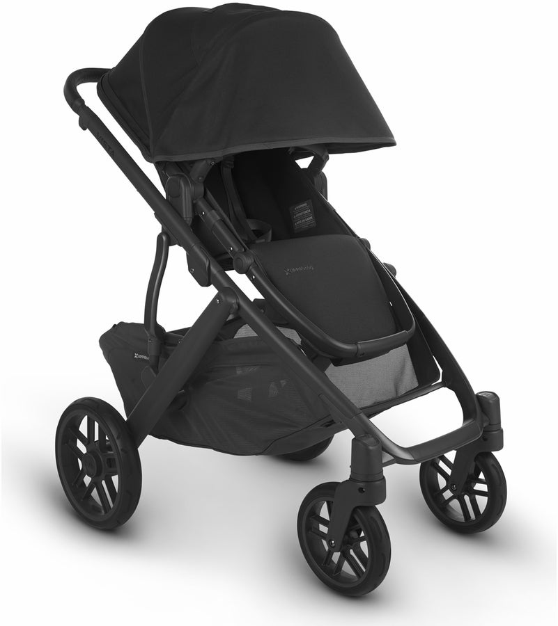 UPPAbaby Vista V2 Single-to-Double Stroller + PiggyBack Ride-Along Bundle - Greyson (Charcoal Melange/Carbon/Saddle Leather)