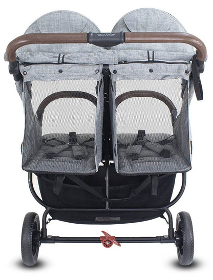 Valco Snap Duo Trend Side by Side Double Stroller + Bassinet Bundle - Charcoal / Charcoal