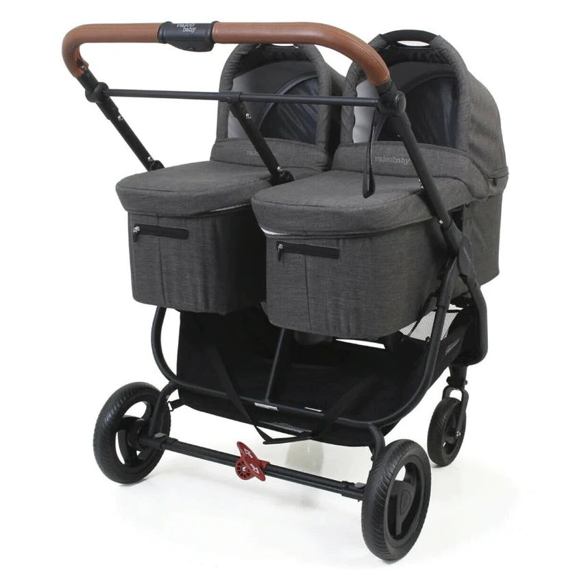 Valco Snap Duo Trend Twin Side by Side Double Stroller + Bassinet Bundle - Charcoal / Charcoal