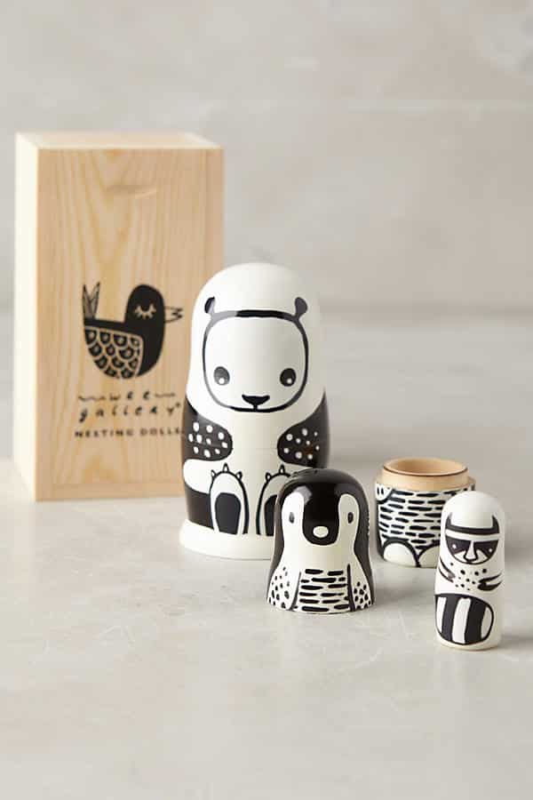 Wee Gallery Nesting Dolls - Black and White Animals