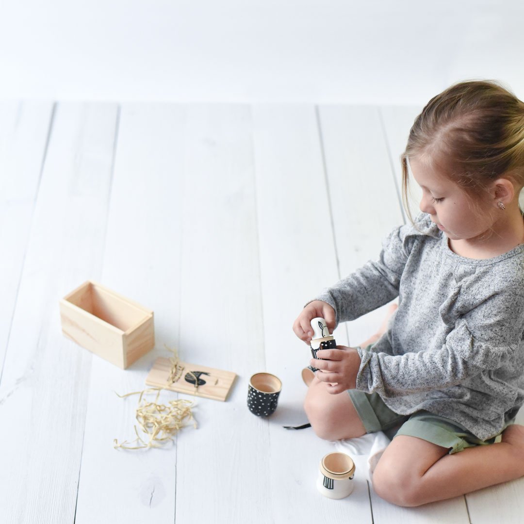 Wee Gallery Nesting Dolls - Black and White Animals