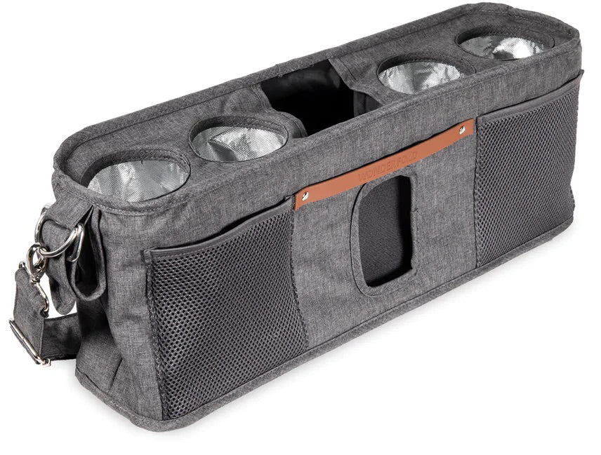 WonderFold Large Parent Console with 4 Insulated Cup Holders - Gray