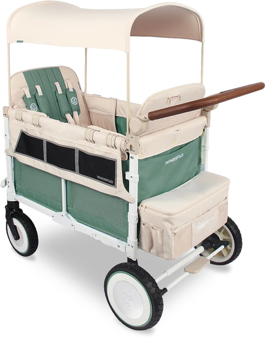 WonderFold Volkswagon Special Edition Quad (4 seater) Stroller Wagon - Sage Green