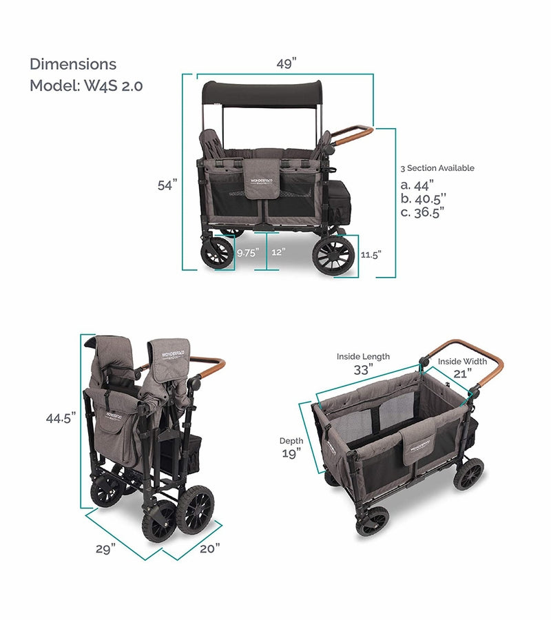 WonderFold W4 Luxe Multifunctional Quad (4 Seater) Stroller Wagon - Black Camo