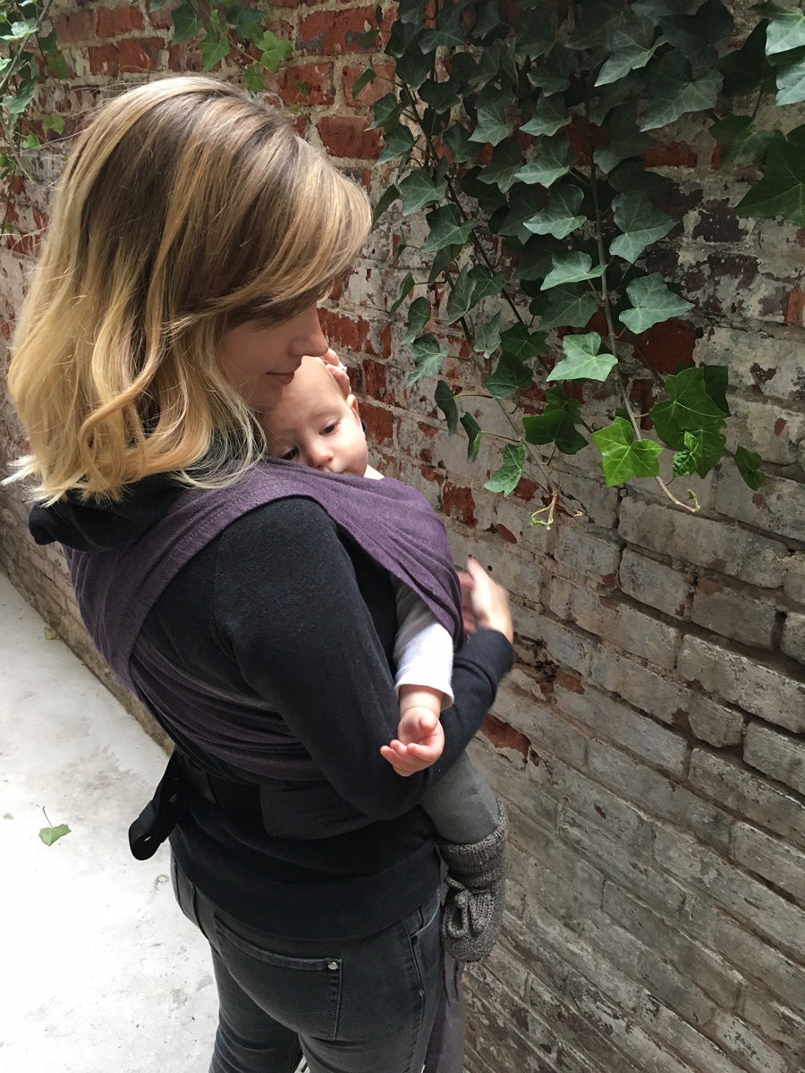 XOXO Buckle Wrap Baby Carrier, Eco2 Collection - Eggplant Emoji