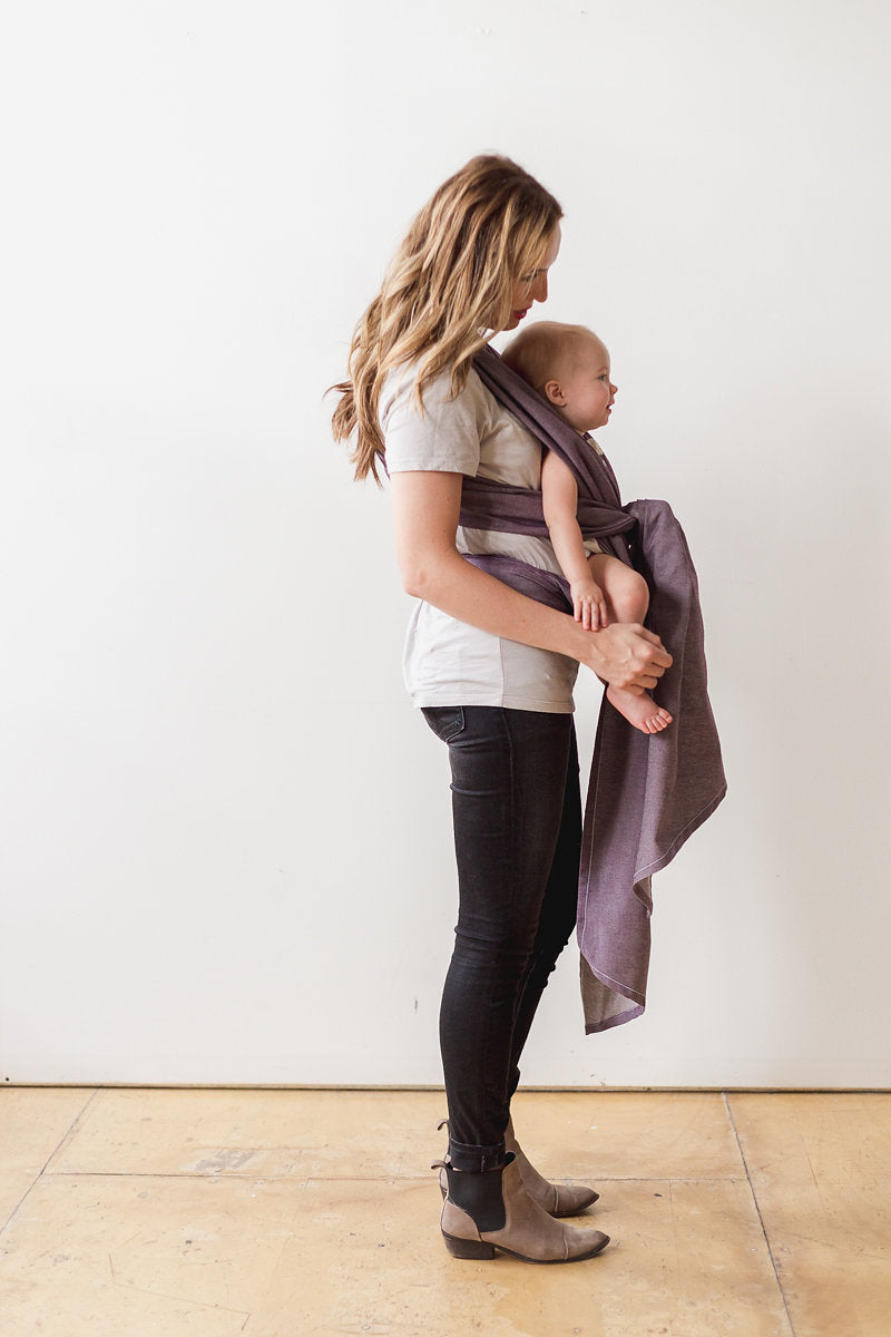 XOXO Buckle Wrap Baby Carrier, Eco2 Collection - Eggplant Emoji