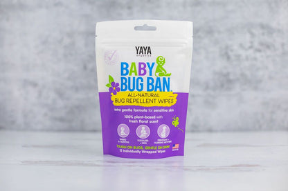 Yaya Organics Baby Bug Ban Repellent Wipes - 12 pack